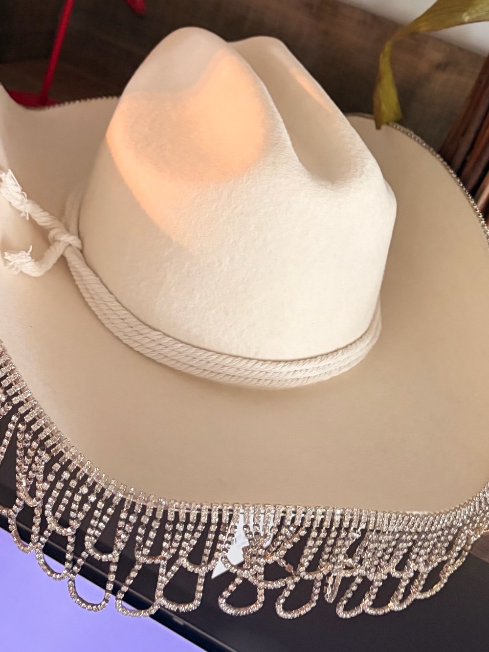 Wyeth by Todd Magill Ivory Rhinestone Fringe Western Hat